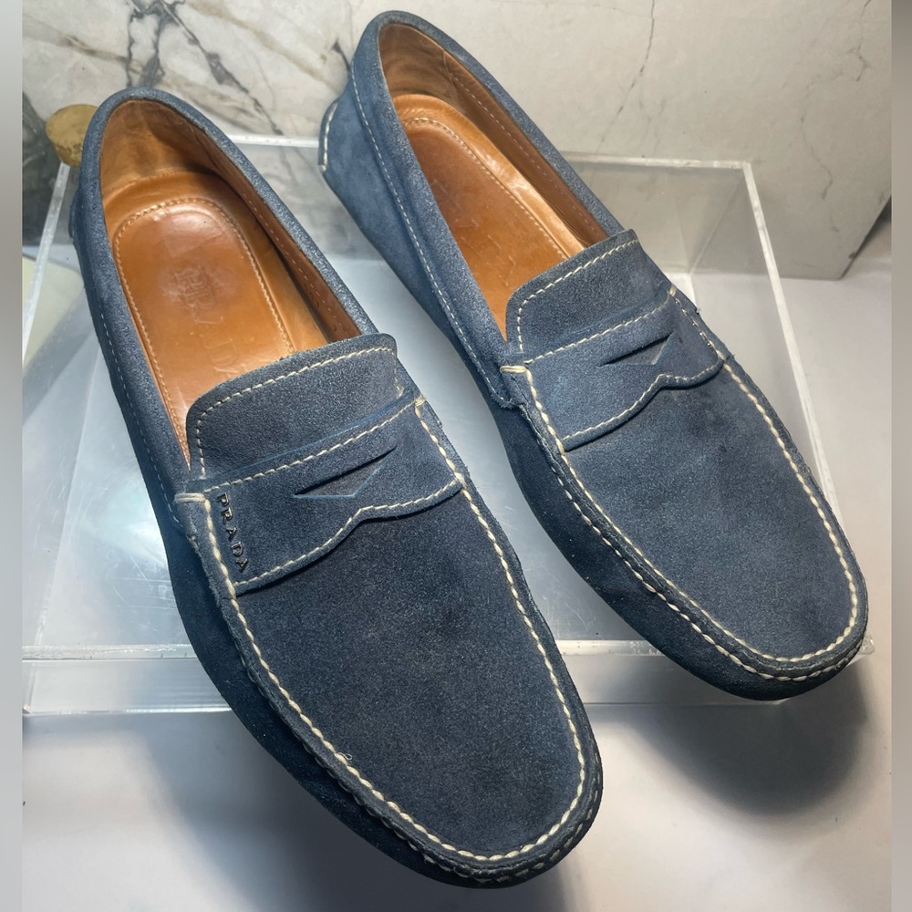 PRADA men’s loafers suede sz 7 made in italy - Picture 10 of 16